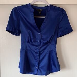 H&M blue‎ button down blouse